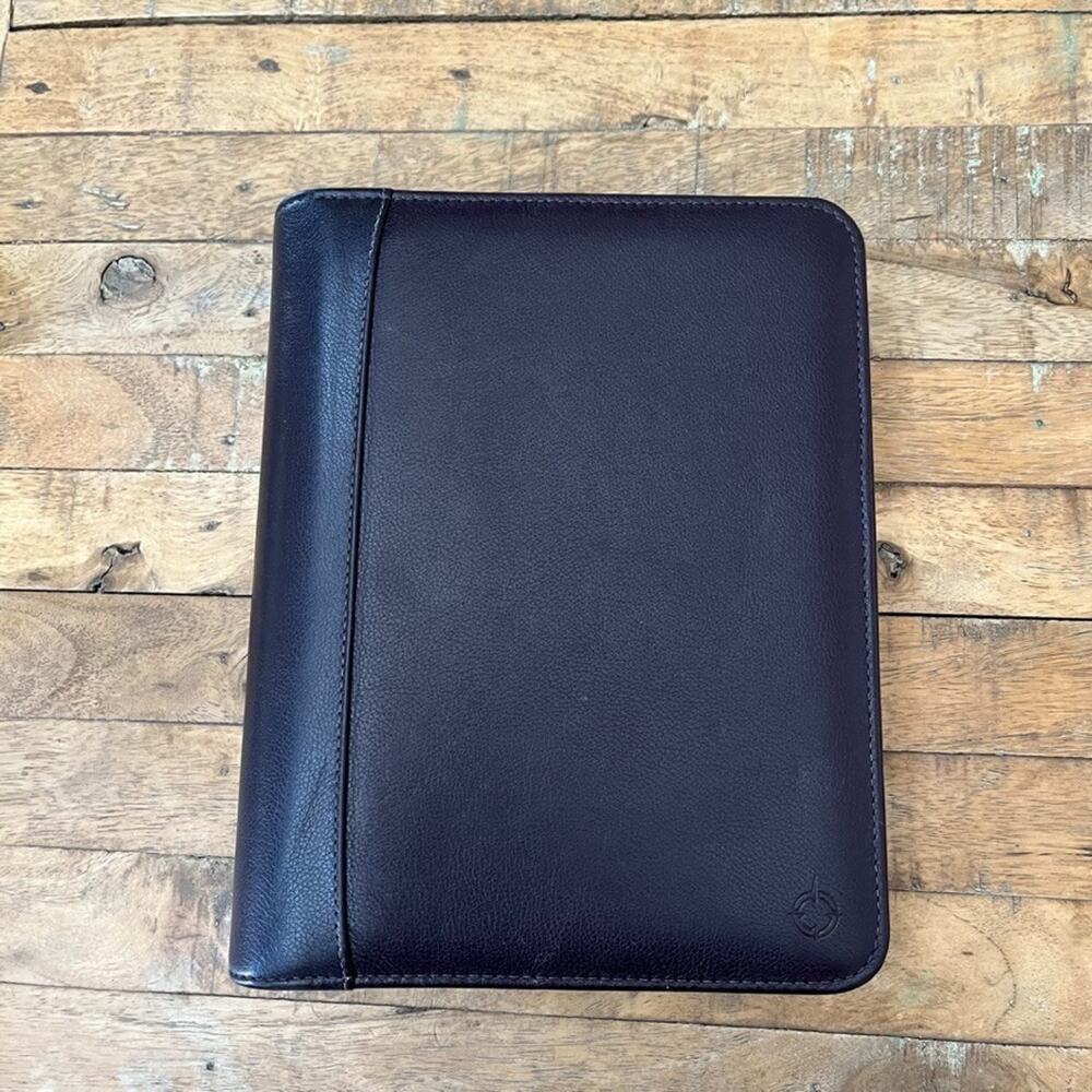 Franklin Covey Plum Leather 7-Ring Zipper Binder Top-Grain Cowhide
